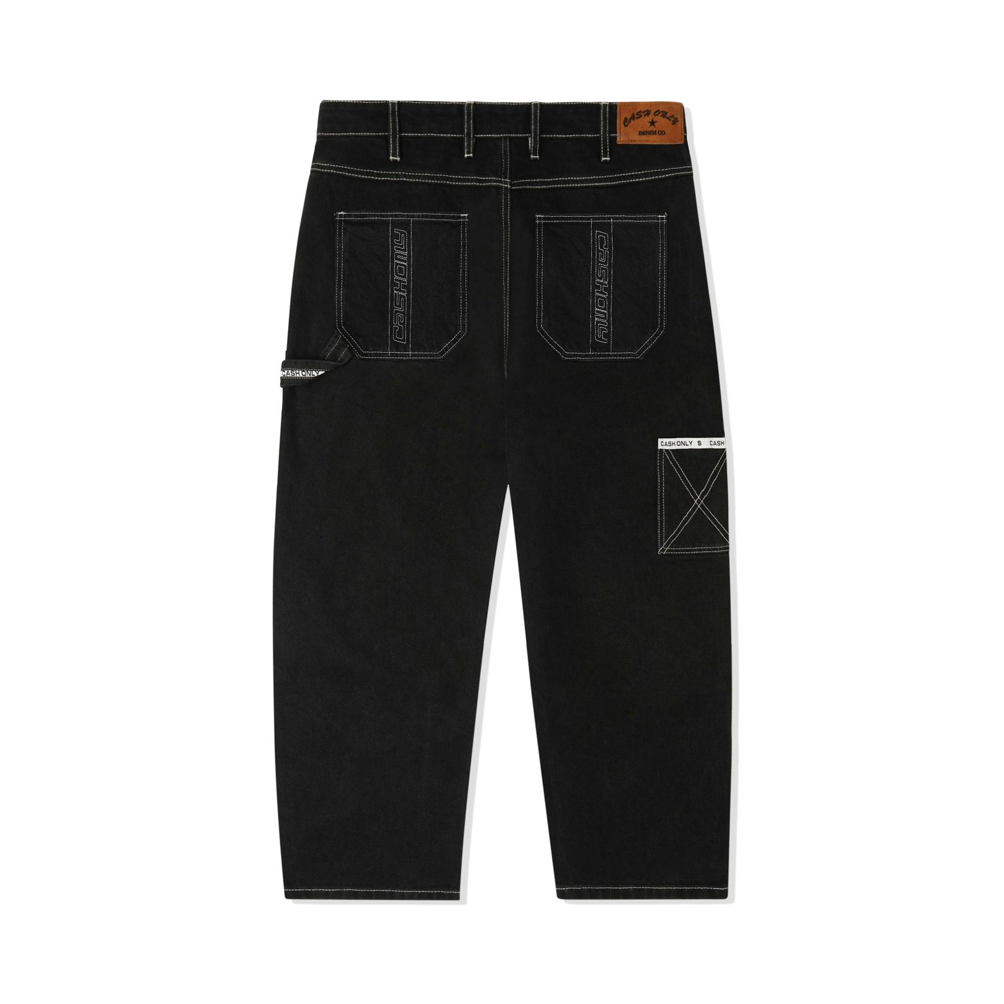 Carpenter Baggy Denim Jeans, Flat Black — Cash Only